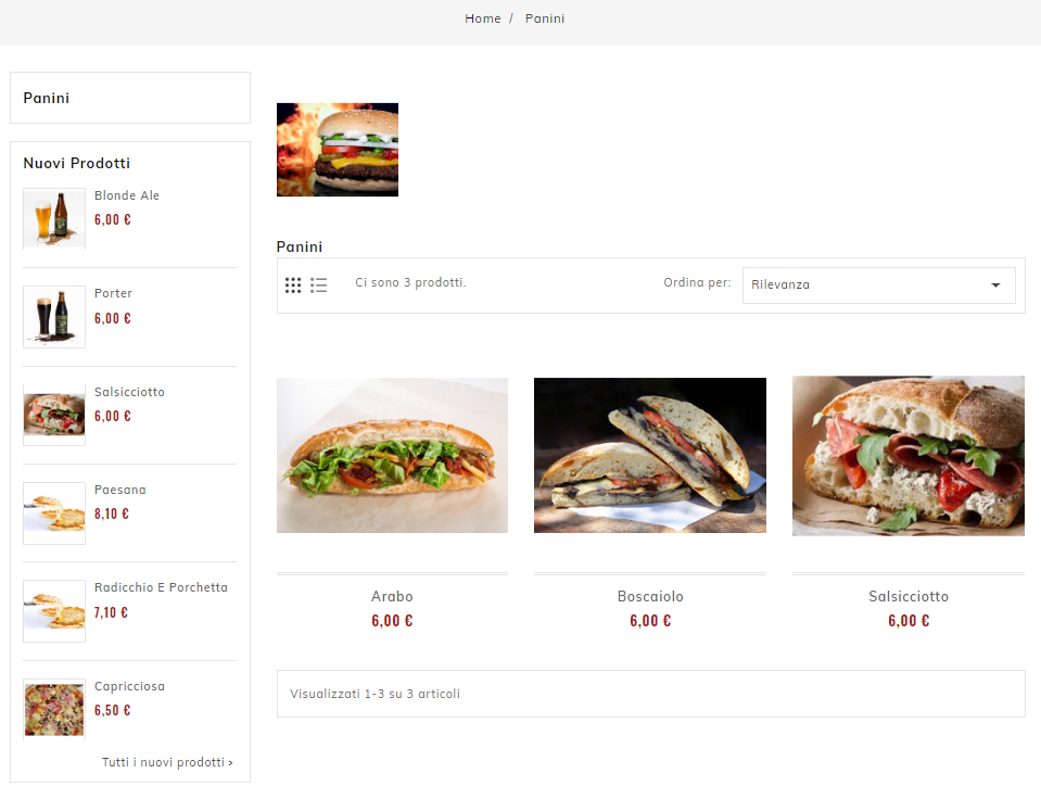 E-Commerce food delivery per Pizzerie, paninoteche e bar