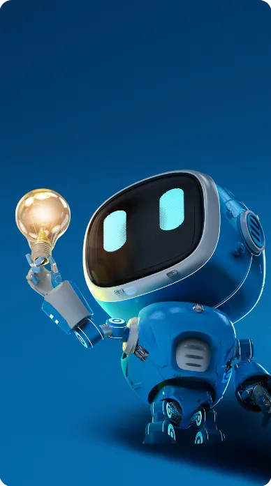 Robot con in mano lampadina